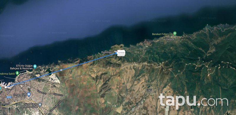Balıkesir Bandırma Dutliman'da Deniz Manzaralı 32 Dönüm Tarla