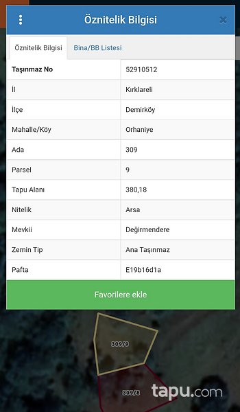 Kırklareli Demirköy Orhaniye Mahallesi'nde Villa İmarlı Arsa