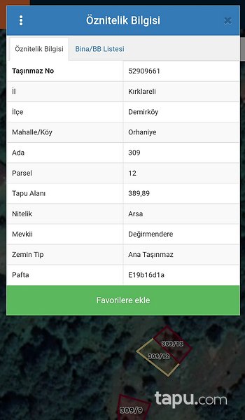 Kırklareli Demirköy Orhaniye Mahallesi'nde Villa İmarlı Arsa