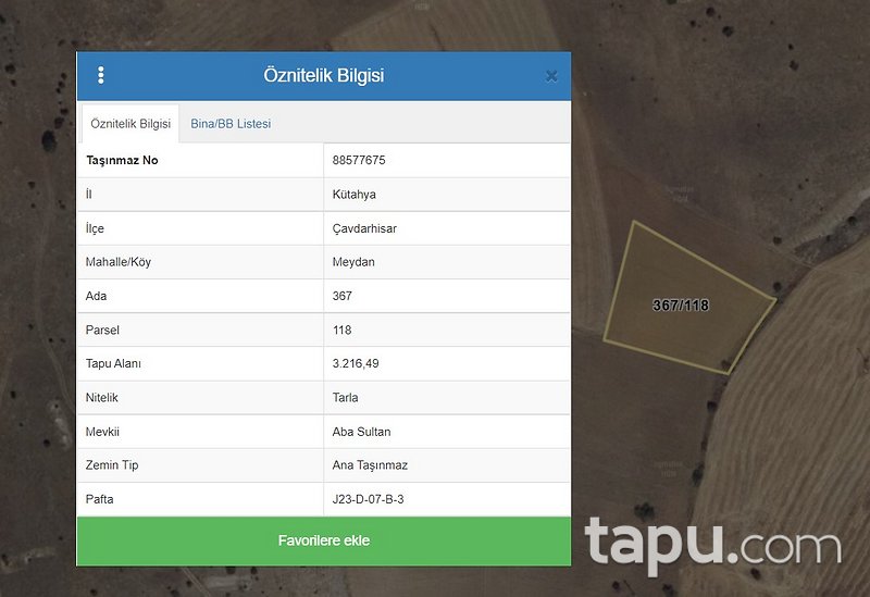 Kütahya Çavdarhisar'da 3.216 m2 Tarla