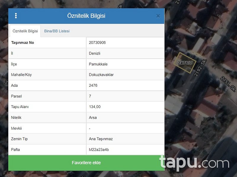 Denizli Pamukkale'de 134 m2 İmarlı Arsa