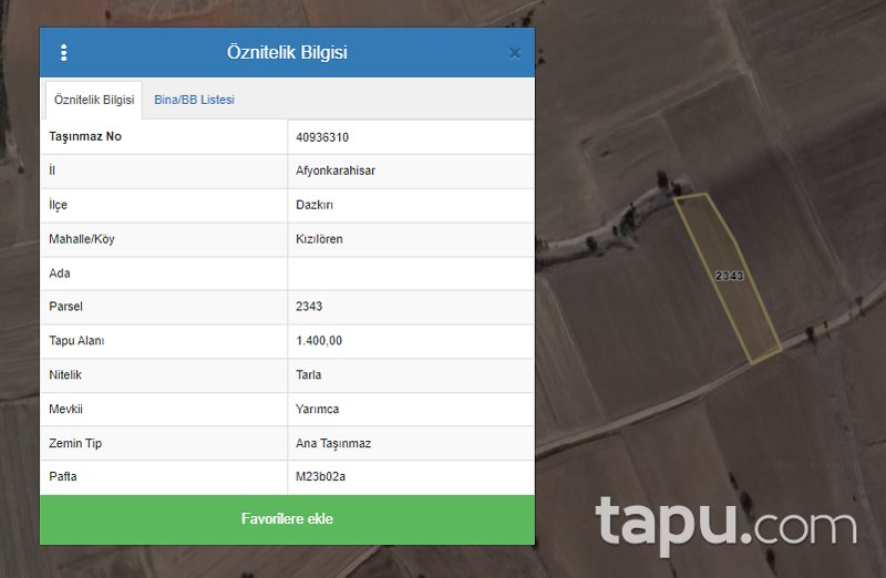 Afyon Dazkırı'da Yola Cepheli Tarla (1696)