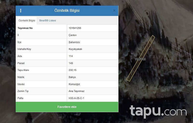 Çankırı Şabanözü 230 m2 Bahçe