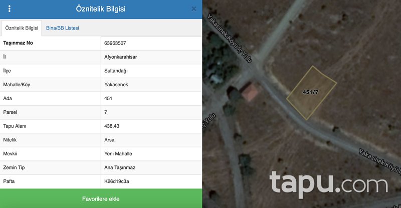 Afyonkarahisar Sultandağı Yakasenek Mahallesi'nde Konut İmarlı Arsa