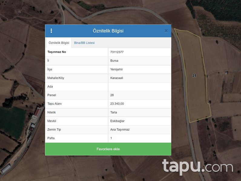 Bursa Yenişehir'de Yatırımlık 23 Dönüm Tarla