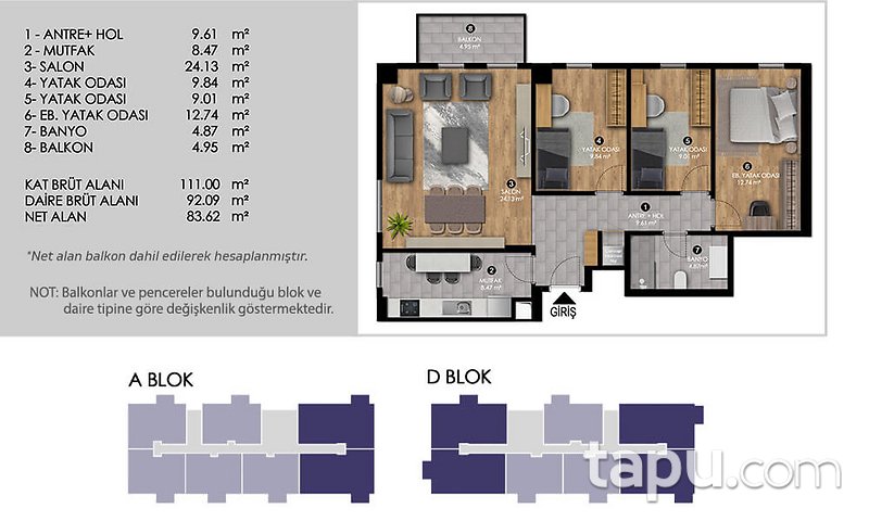 Silivri Kiptaş 4. Etap'ta Göle Bakan 3+1 Daire