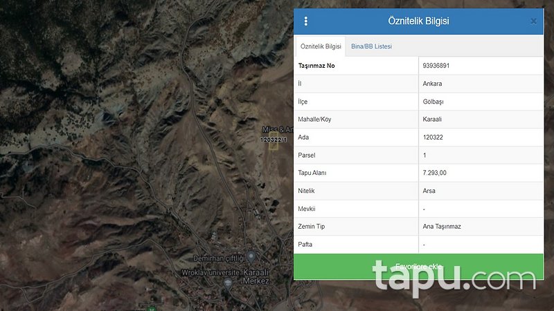 Ankara Gölbaşı Karaali'de 7.293 m2 İmarlı Arsa