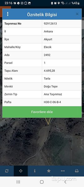 Akyurt Elecik Köyü'nde 4 Dönüm Yatırımlık Tarla