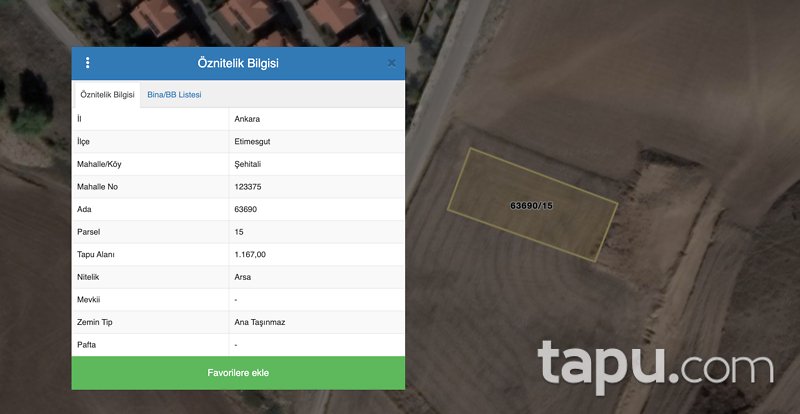 Ankara Etimesgut Şehit Ali Mahallesi'nde Güzel Konumda 1.167 m2 Villa İmarlı Arsa