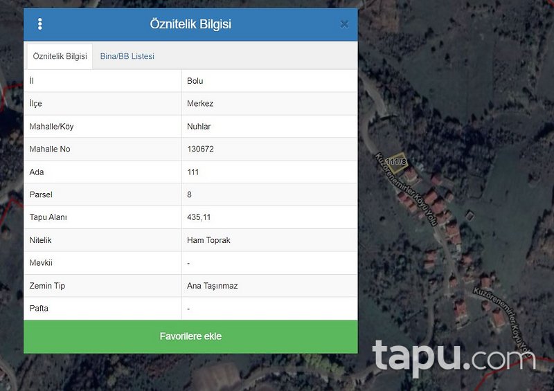 Bolu Merkez Nuhlar Mahallesi'nde 435 m2 Arazi