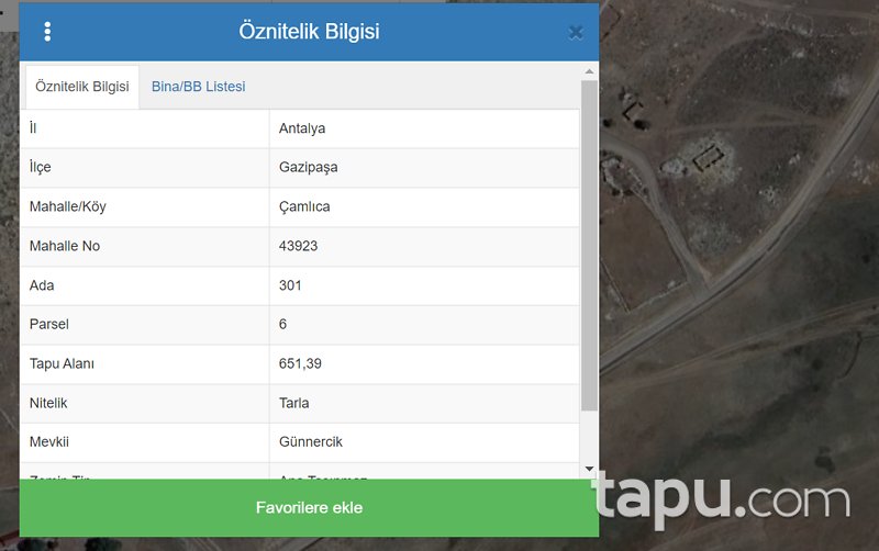 Antalya Gazipaşa Çamlıca Köyü'nde 651 m2 Tarla