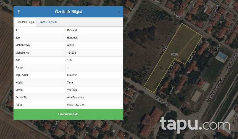 Babaeski Alpullu'da Hisseli 1 Dönüm Konut İmarlı Arsa