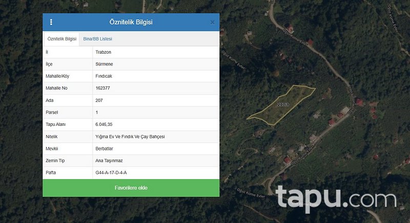 Trabzon Sürmene'de 6 Dönüm Yığma Ev Ve Fındık Ve Çay Bahçesi