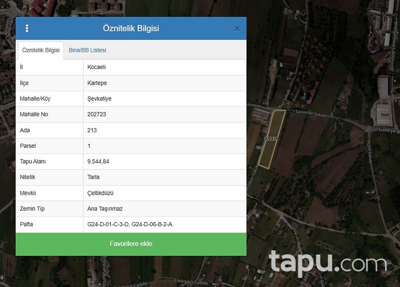 Kartepe Şevkatiye Mahallesi'nde Hisseli 536 m2 Tarla