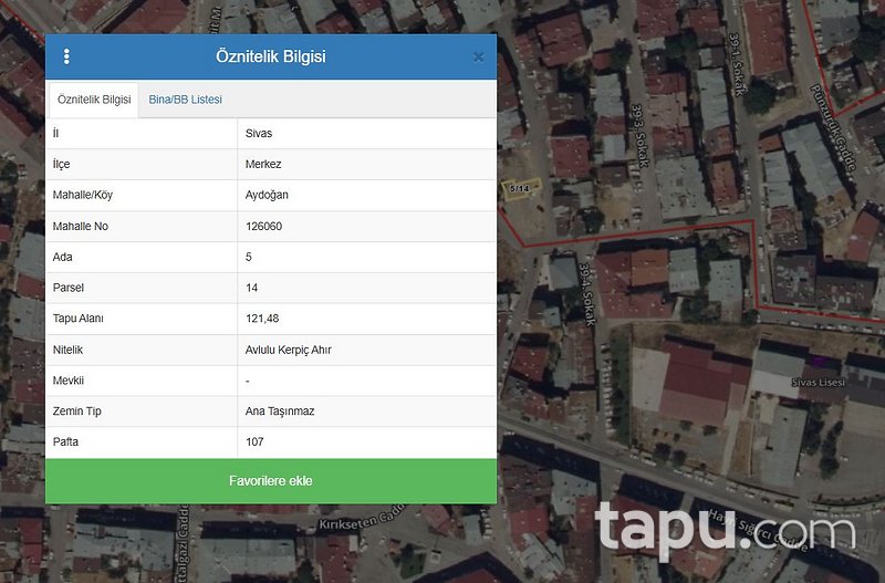 Sivas Merkez Aydoğan'da 121 m2 Arazi (BS-00413 )