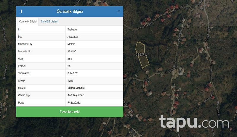 Akçaabat Mersin Mahallesi'nde 3.240 m2 Tarla