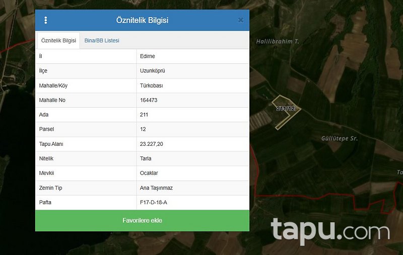 Edirne Uzunköprü Türkobası'nda Hisseli 13.642 m2 Tarla