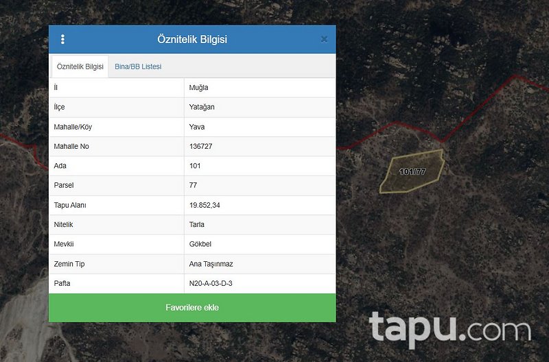 Muğla Yatağan Yava'da 19.852 m2 Tarla