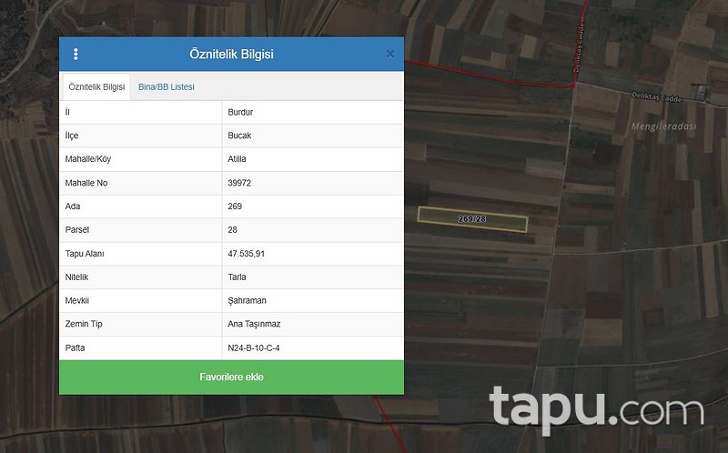 Burdur Bucak Atilla Mahallesi'nde Hisseli 6 Dönüm Tarla