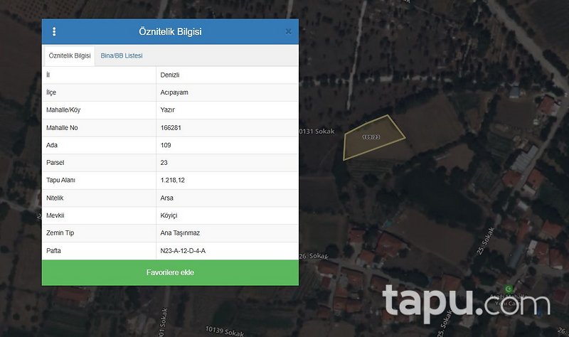 Denizli Acıpayam Yazır'da 1.218 m2 Konut İmarlı Arsa