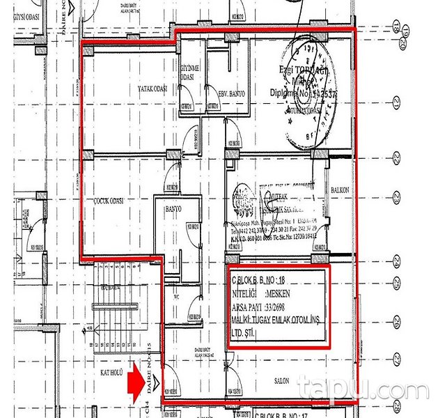 Erzurum Yakutiye Ömer Nasuhi Bilmen Mahallesi'nde 3+1 Daire