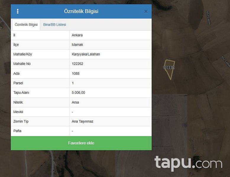 Mamak Karşıyaka/Lalahan Mahallesi'nde Hisseli Arsa (AS-02542)