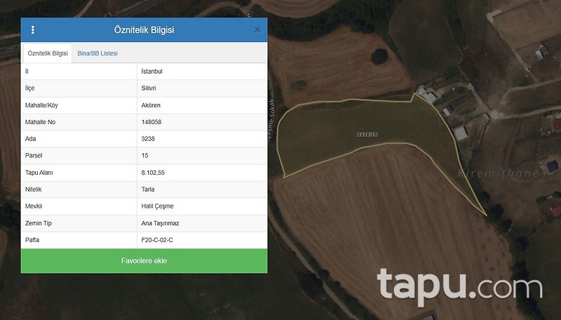 Silivri Akören'de Hisseli 3 Dönüm Tarla