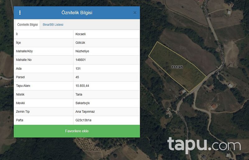 Gölcük Nüzhetiye'de Hisseli 10.570 m2 Tarla