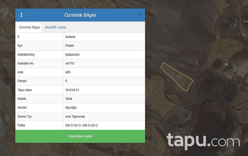 Polatlı Şabanözü Mahallesi'nde 16.616 m2 Tarla