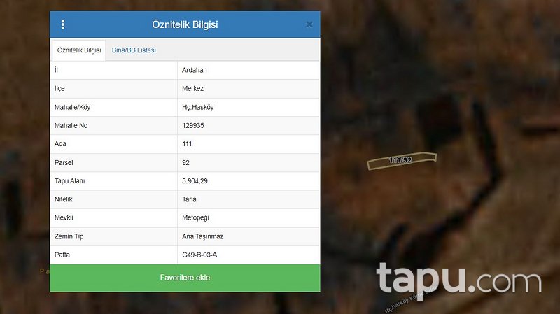 Ardahan Merkez Hç.Hasköy'de 6 Dönüm Tarla