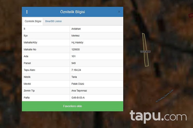 Ardahan Merkez Hç.Hasköy'de 7 Dönüm Tarla