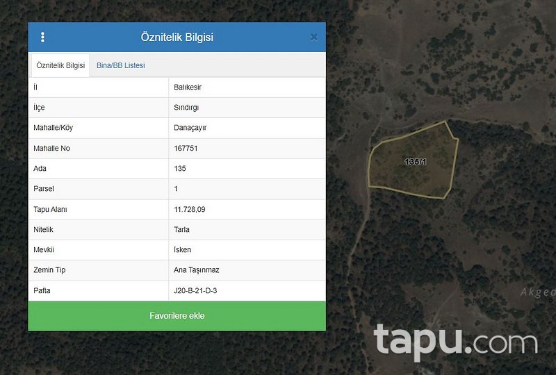 Balıkesir Sındırgı Danaçayır'da 11.728 m2 Tarla