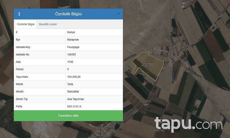 Konya Karapınar Fevzipaşa'da Hisseli 5 Dönüm Tarla