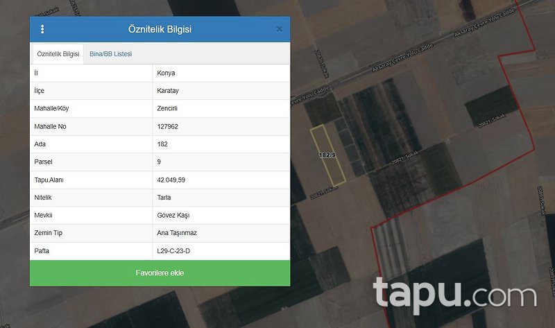Konya Karatay Zencirli'de 42 Dönüm Tarla (306747 )