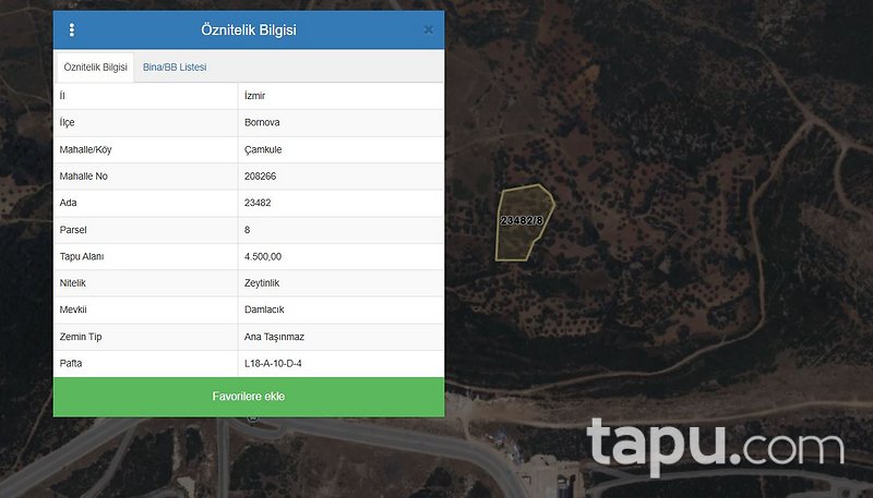 İzmir Bornova Çamkule'de Hisseli 562 m2 Zeytinlik