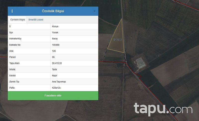 Konya Yunak Saray Mahallesi'nde 30 Dönüm Tarla