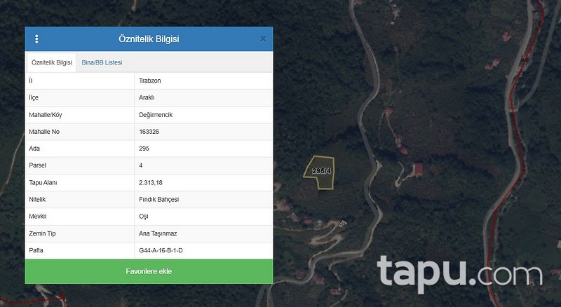Trabzon Araklı Değirmencik'te 2 Dönüm Fındık Bahçesi
