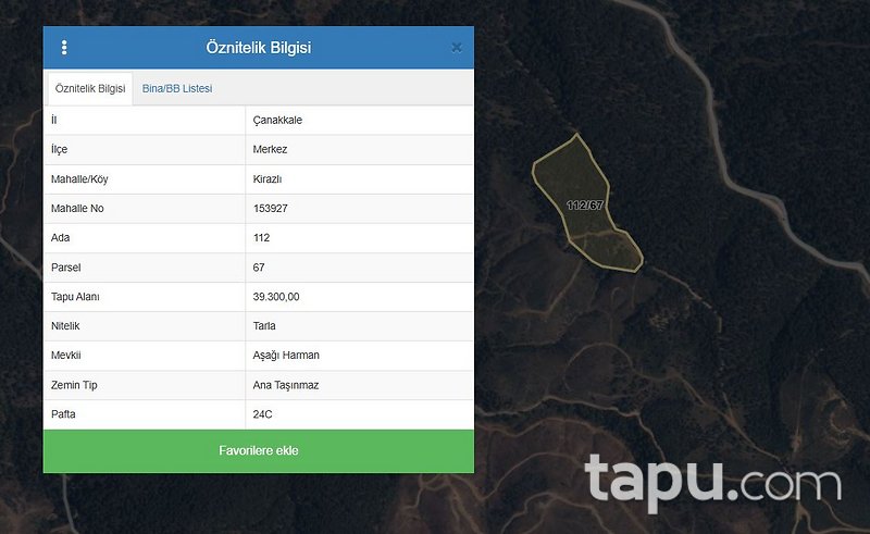 Çanakkale Merkez Kirazlı'da 39 Dönüm Tarla