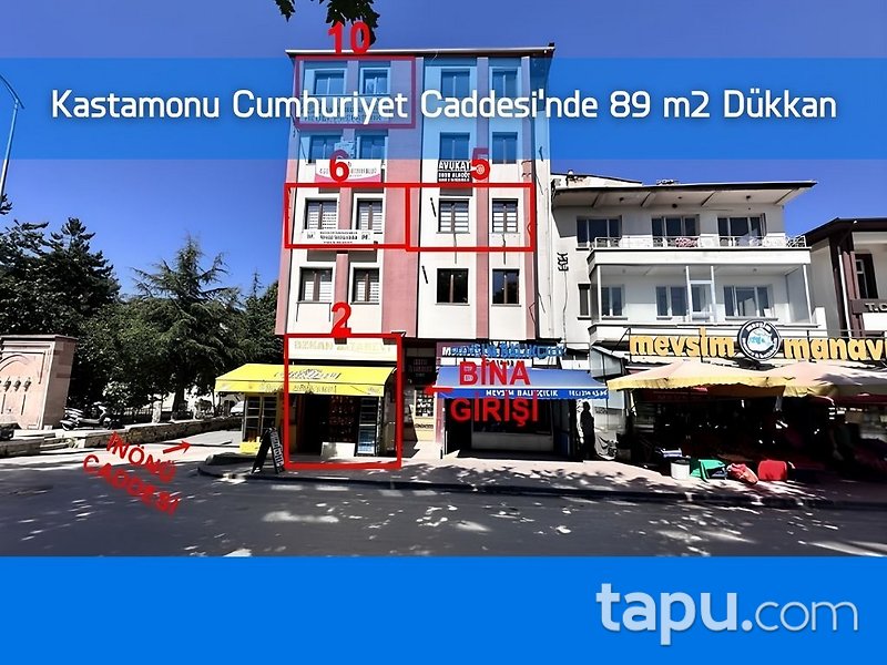 Kastamonu Hepkebirler Cumhuriyet Caddesi'nde 89 m2 Dükkan