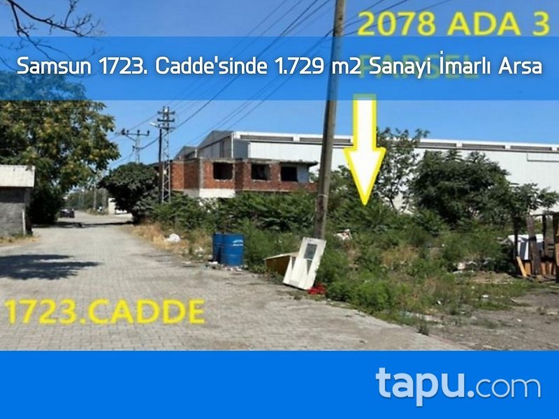 Samsun Tekkeköy 1723. Cadde'sinde 1.729 m2 Sanayi İmarlı Arsa