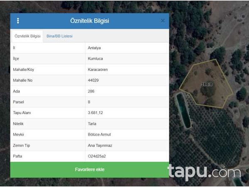 Antalya Kumluca'da 3.681 m2 Tarla