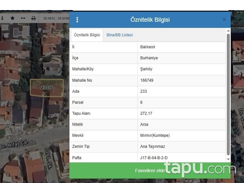 Burhaniye Öğretmenler Mahallesi'nde Konut İmarlı Arsa (AS-00956)