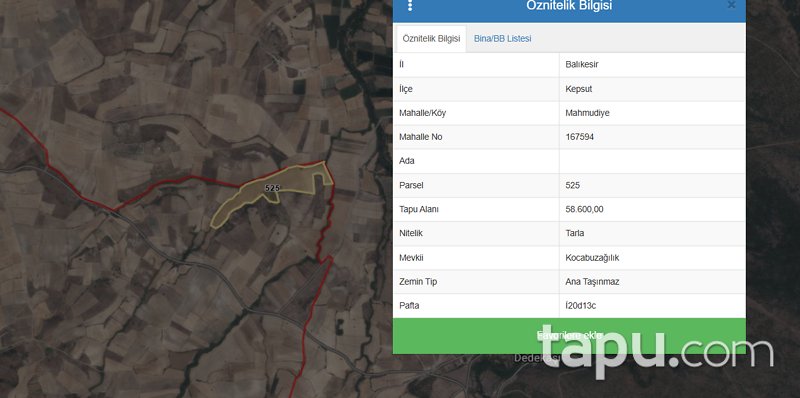 Kepsut Mahmudiye'de Hisseli 8.300 m2 Tarla (AS-01913)
