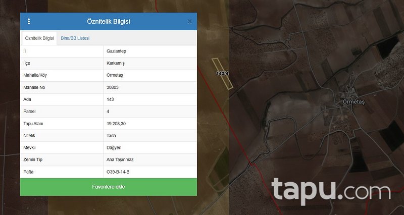 Gaziantep Karkamış'ta 19 Dönüm Tarla
