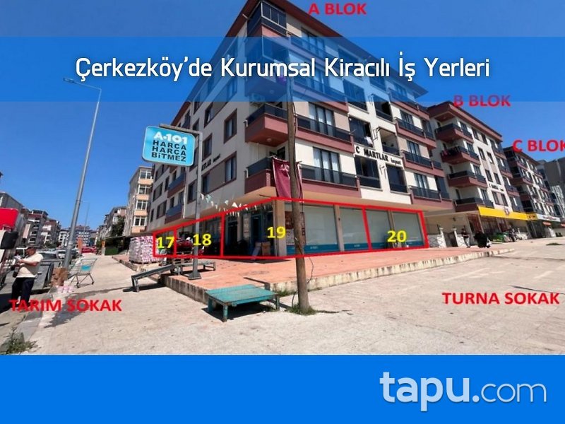 Çerkezköy Yıldırım Beyazıt'ta Kurumsal Kiracılı İş Yerleri