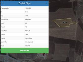 Sivas Zara Karşıyaka Mahallesi'nde 6855 m2 Tarla