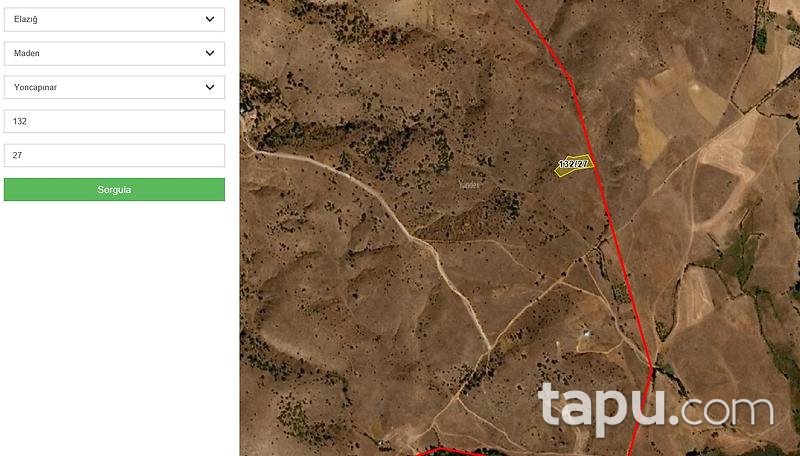 Elazığ Maden Yoncapınar Köyünde 3244 m2 Tarla