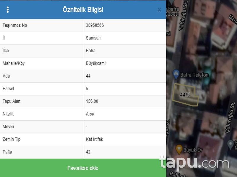Samsun Bafra'da 123 m2 Dükkan
