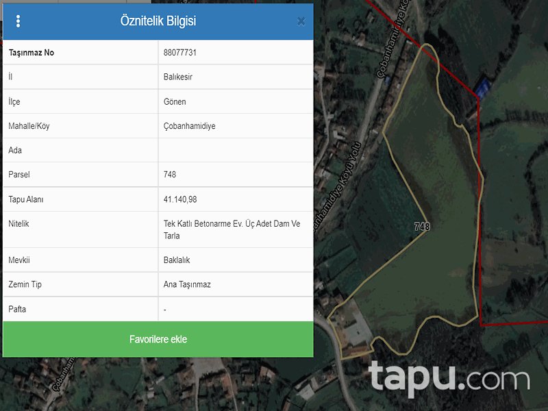 Balıkesir Gönen Çobanhamidiye Mahallesinde 68 m2 Tek Katlı Betonarme Ev, Üç Adet Dam ve Tarla