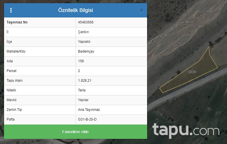 Çankırı Yapraklı'da Yola Cepheli 1829 m2 Tarla